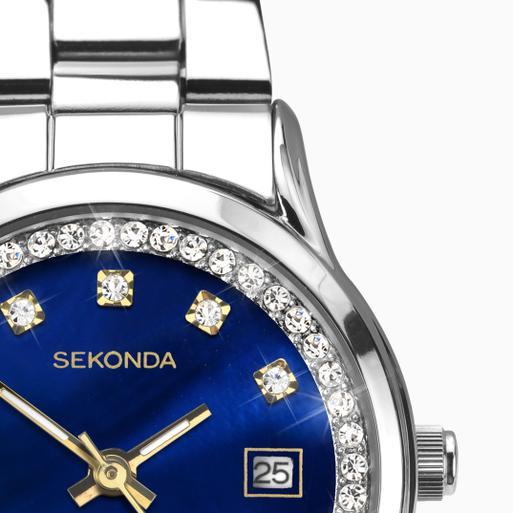 Silver watch blue face womens best sale